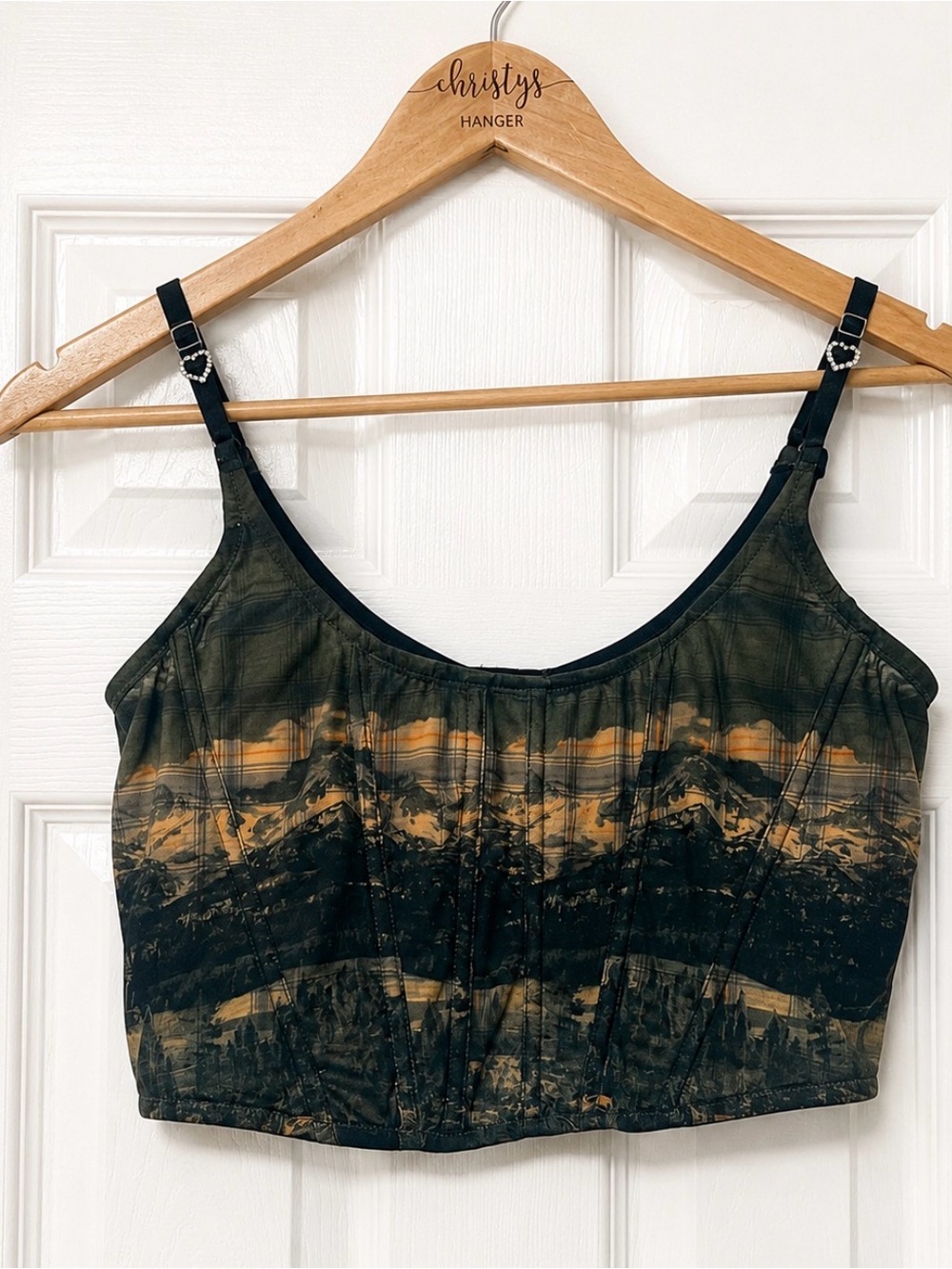 Out From Under Margot Printed Mesh Corset Top XL Urban Outfitters
